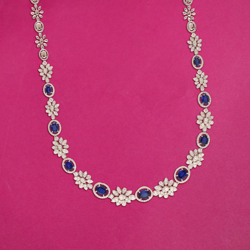 14k/18k Gold Blue Sapphire Gemstone Necklace, September Birthstone Pendant  - Shraddha Shree Gems
