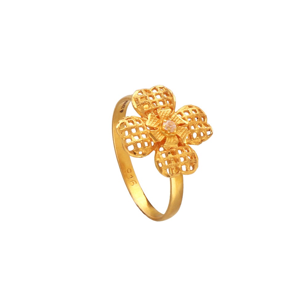 Simple Gold Plated Floral Ladies Finger Ring Buy Online|Kollam Supreme