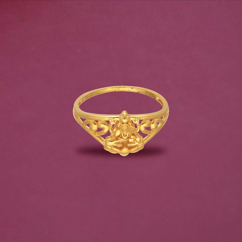 22K Gold 'Lakshmi' Ring with Cz for Women - 235-GR7339 in 2.450 Grams