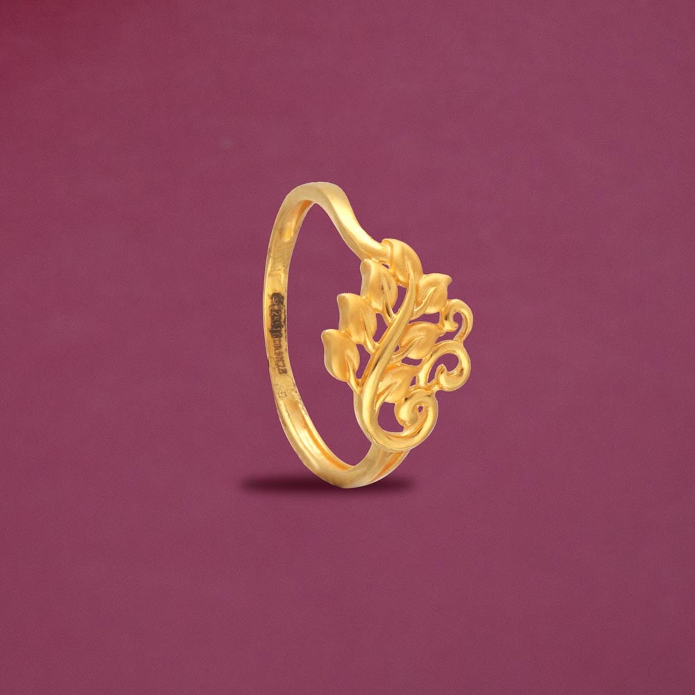 Buy Plain Floral Design Gold Ring 04-13 at Amazon.in