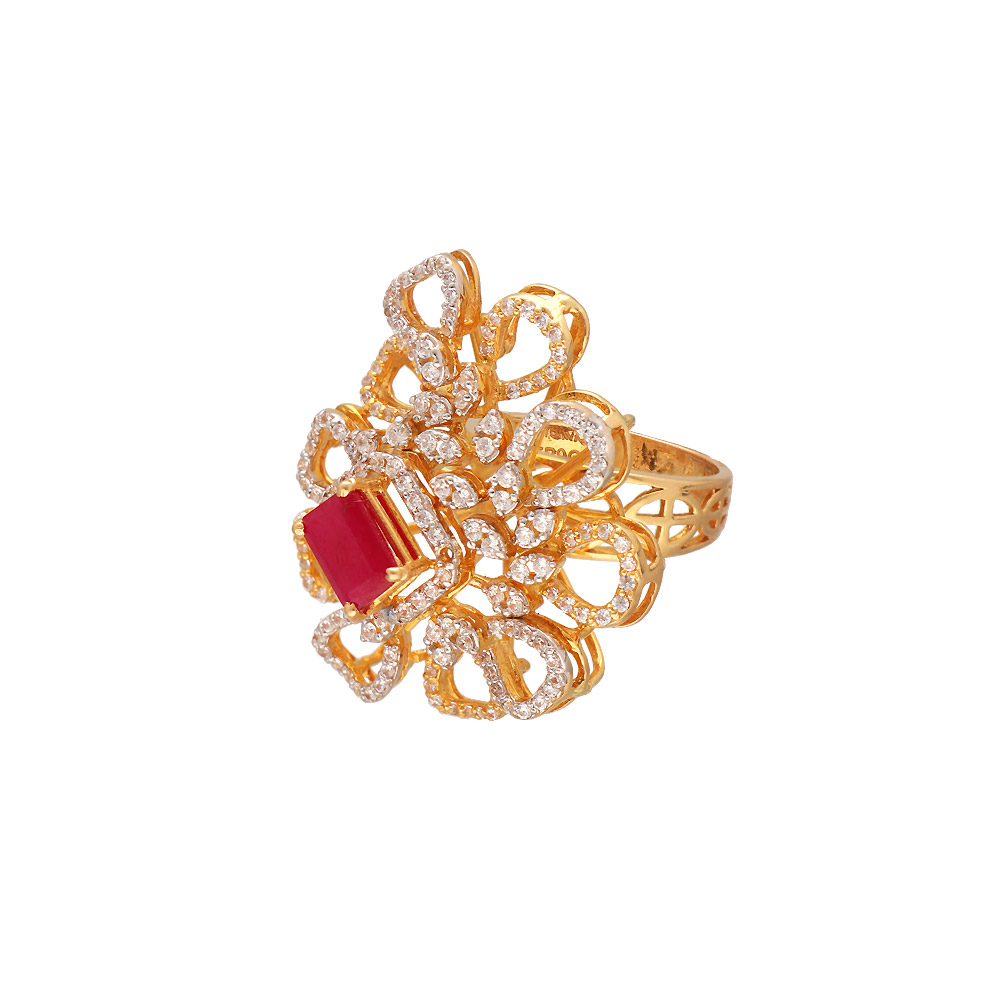 Mauli Jewels Rings for Women 0.45 Carat Beautiful Flower Shaped Created Ruby  Ring 4-prong 10K White Gold - Walmart.com