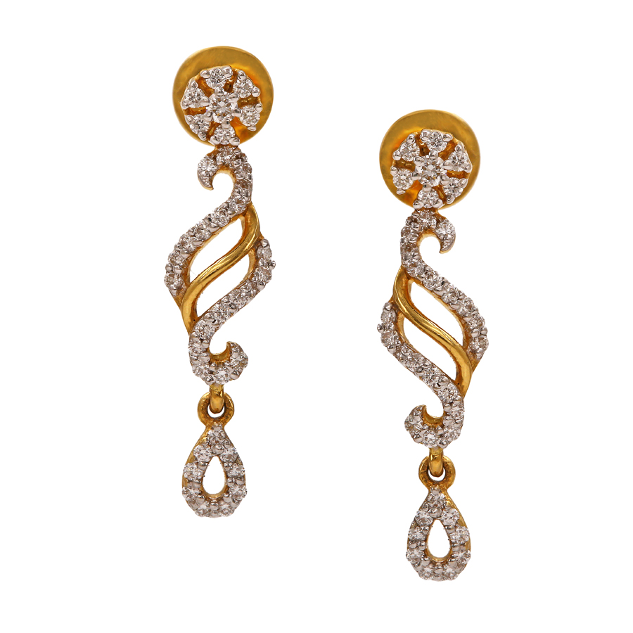 Swirl Drop Diamond Earrings_1