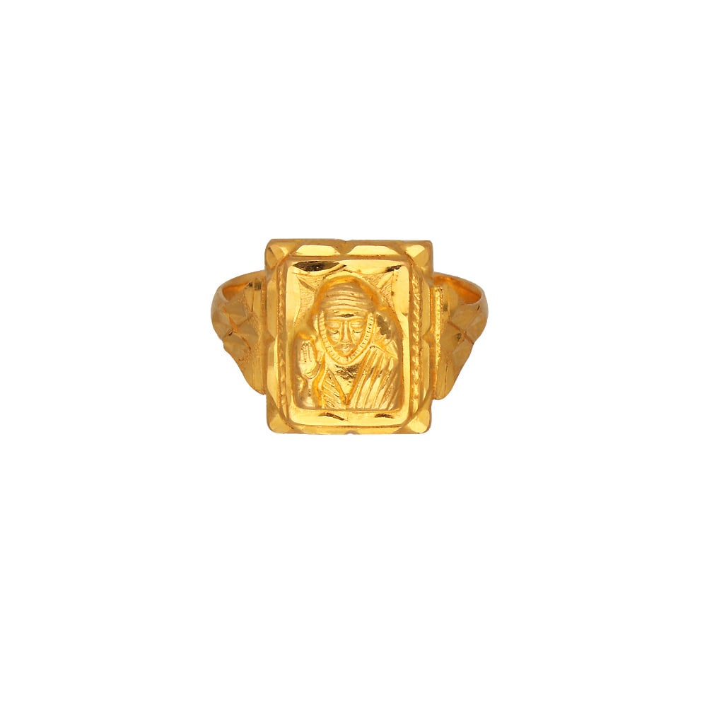 22Kt Gold Sai Baba Ring - RiMs8449 - 22kt Gold Mens Ring with religious Sai  Baba Idol designed with Frosty finish.