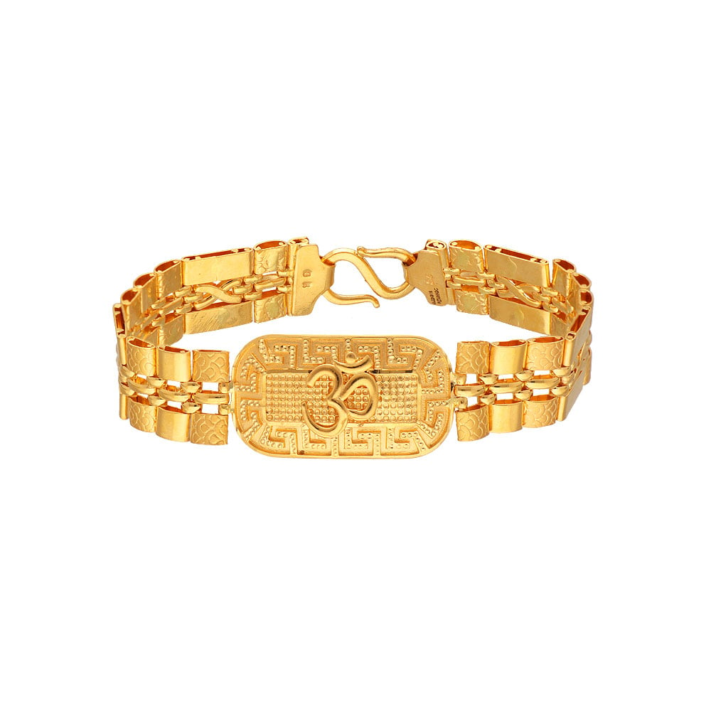 Om Men's Bracelet in 22K Yellow Gold - MBR-3954
