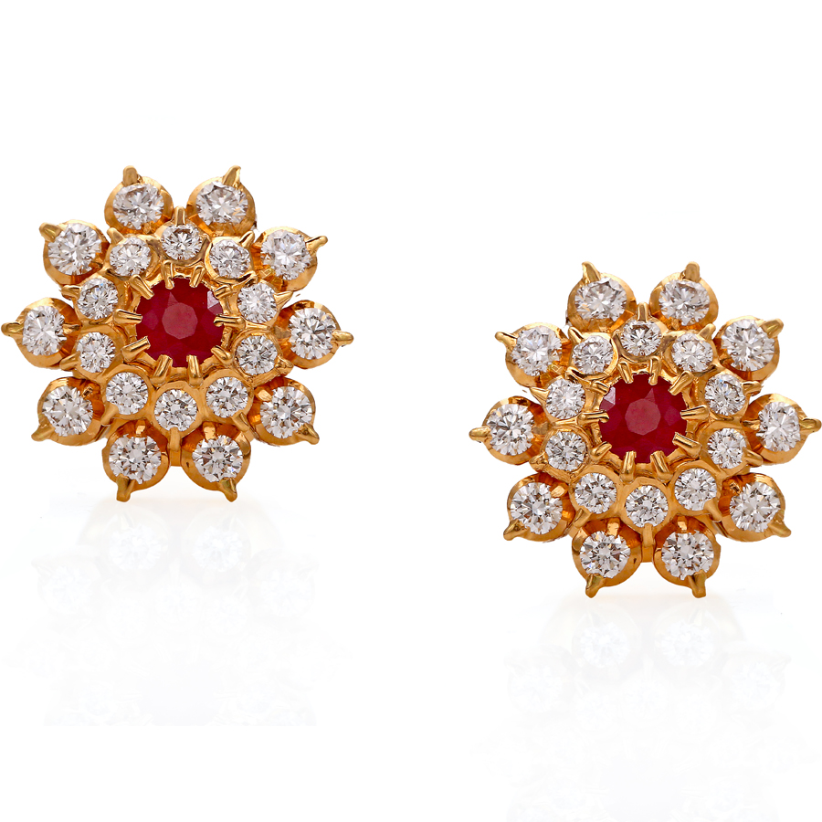 Royal Twin Flower Diamond Stud Earring_1