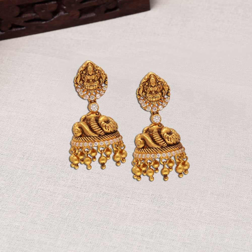 Sterling Silver 92.5 Gold Plated Lakshmi Stud Earrings – Art Karat Global