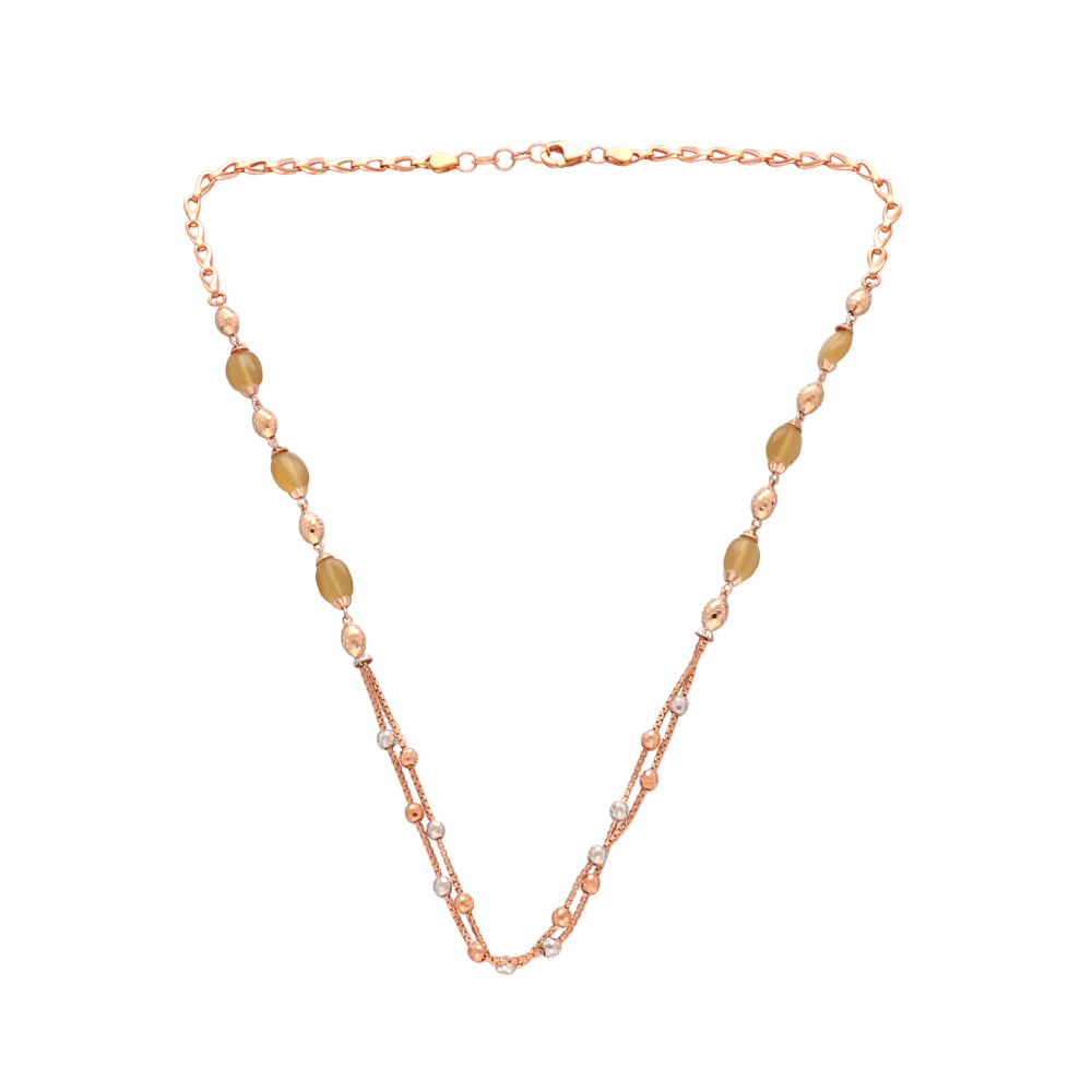 Fossil Jewellery Rose Gold Layered Necklace with Rose Quartz Stone -  Necklaces from Faith Jewellers UK