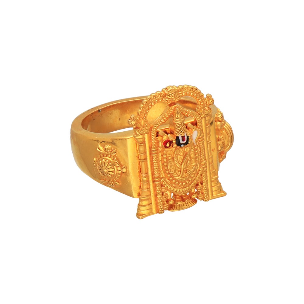 Radiant stones fitted lord balaji gold ring - jewelnidhi.com