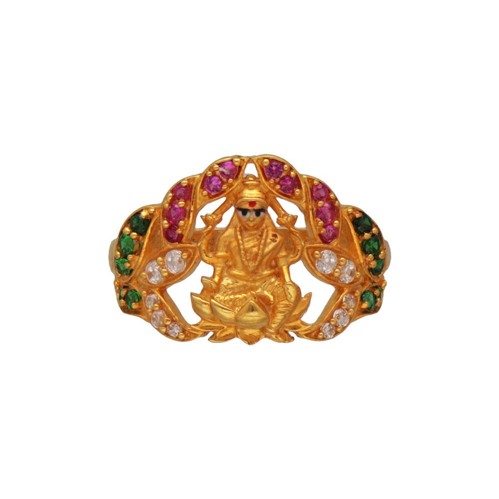 235-GR5973 - 22K Gold 'Lakshmi' Ring For Women with Cz | 22k gold, 22k gold  ring, Gold
