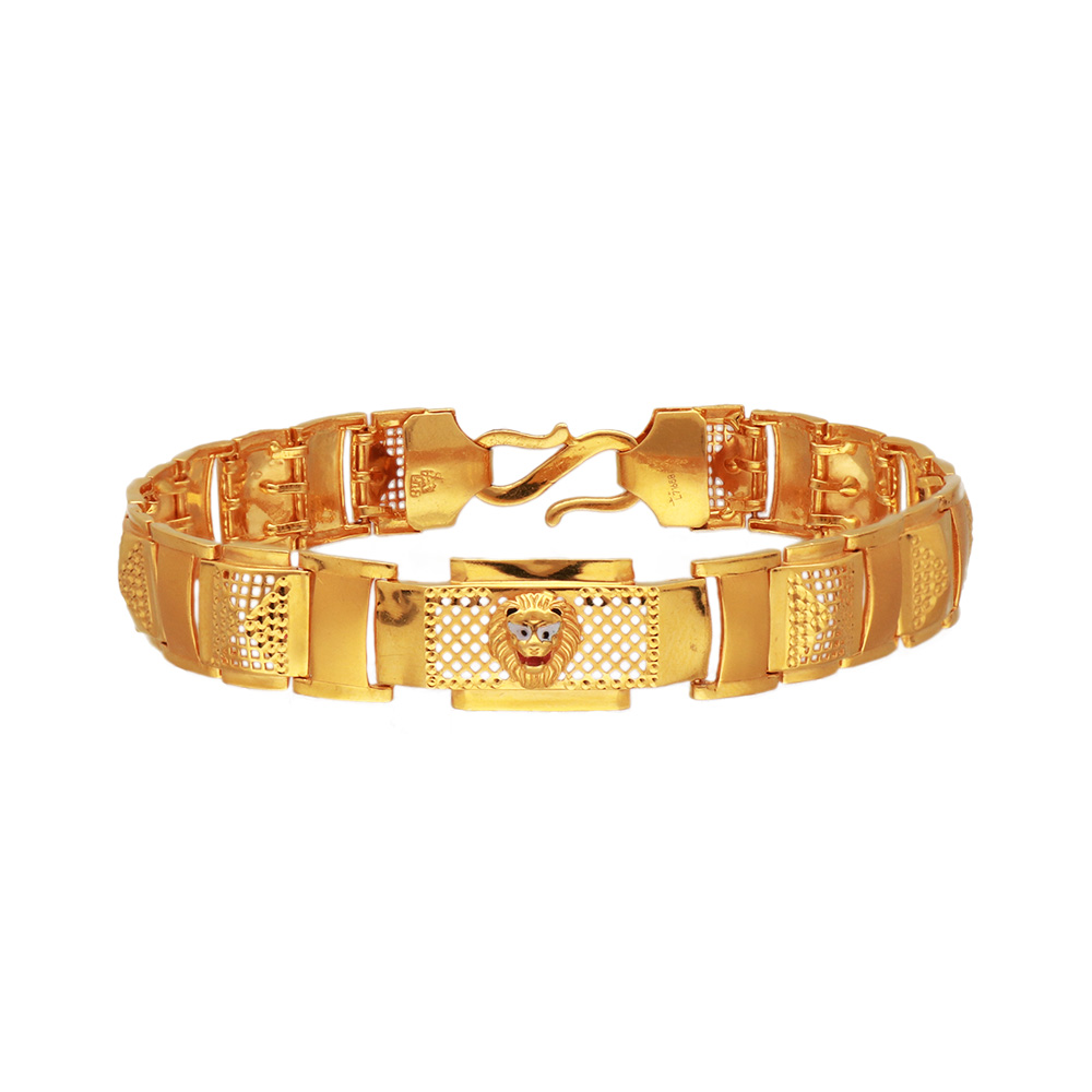 Vintage Heavy Unisex Dubai Handmade Twin Lion Bracelet In Hallmark 22K Gold  — Jisha Jewels