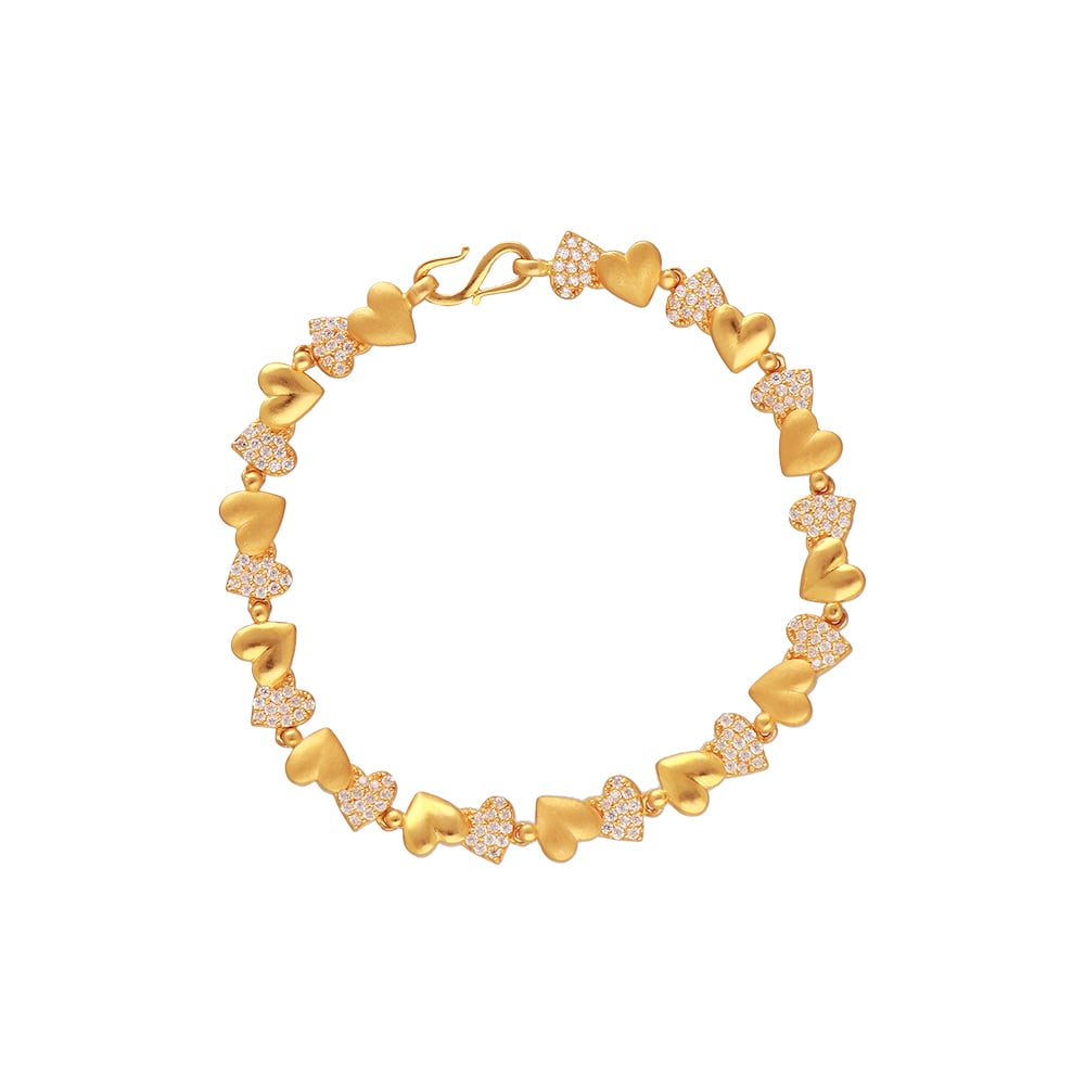 Buy 22Kt Tiny Heart Gold Bracelet 54VG6304 Online from Vaibhav Jewellers