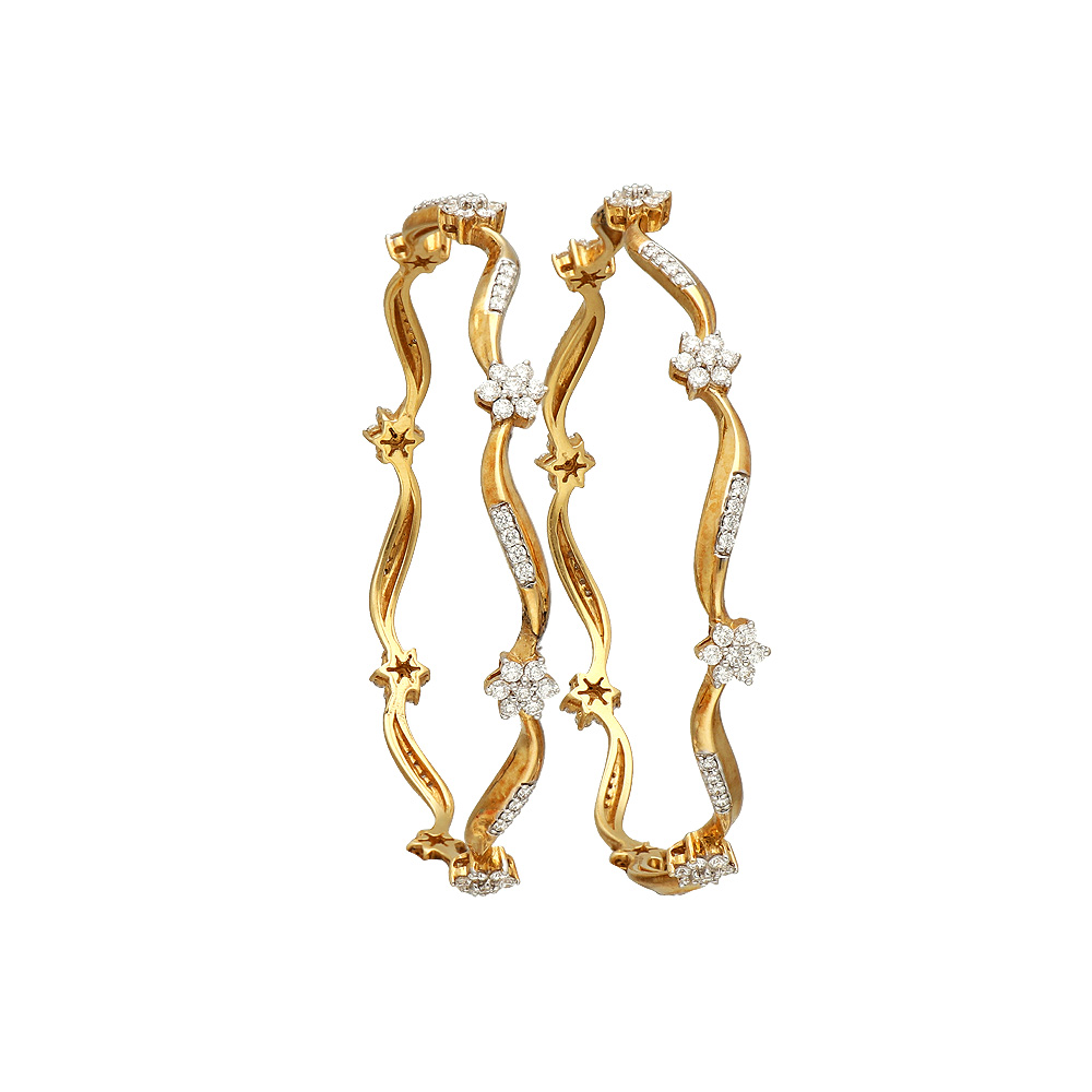 Buy Swirls and Floret Diamond Bangles Online from Vaibhav Jewellers