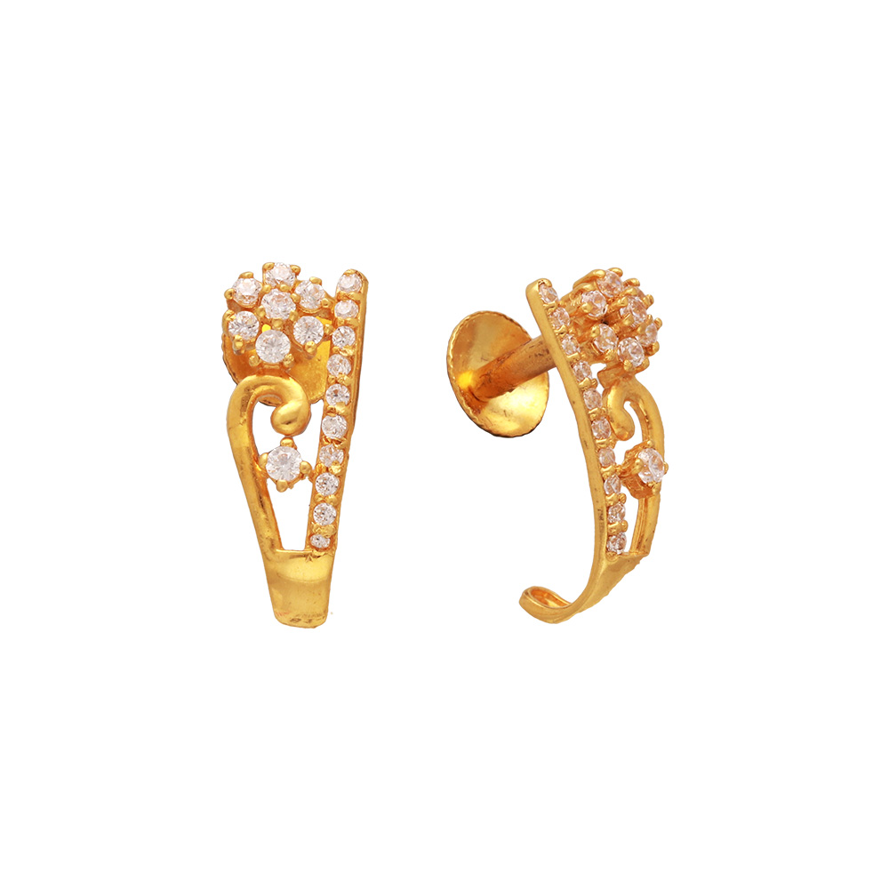 Wavy design CZ stone ring style drop earrings – Simpliful Jewelry