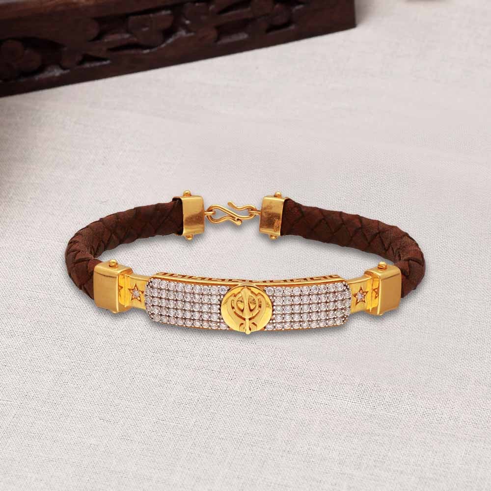 Brown Men's Leather Bracelets Engraved (Gold Plating) - Talisa