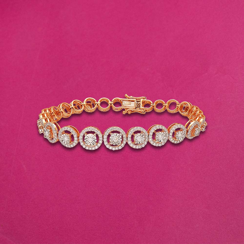 Leaf Diamond Bracelet Circle Lace Pattern Adjustable Bracelet(Silver) | ZA  | PMC Jewellery