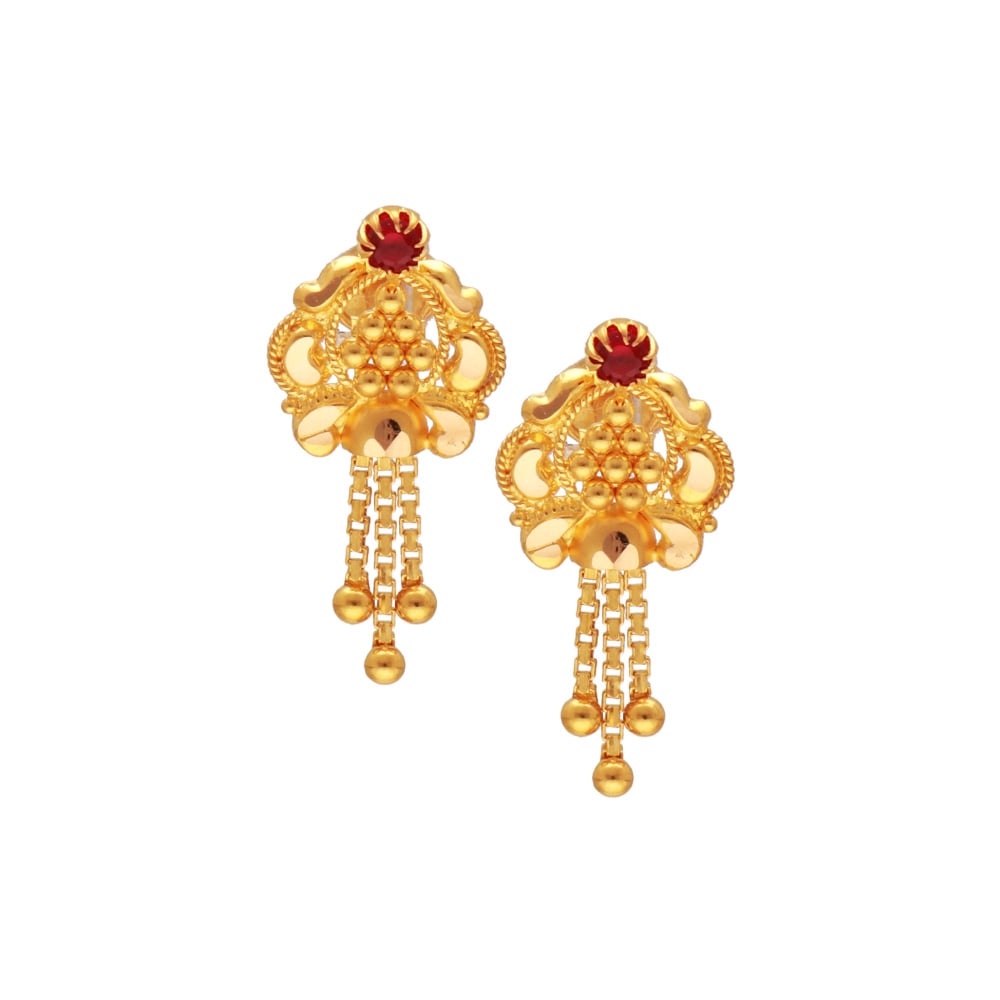 Stud Earring | Diamond Studded Gold Earring Design For Daily Use | PC  Chandra Jewellers