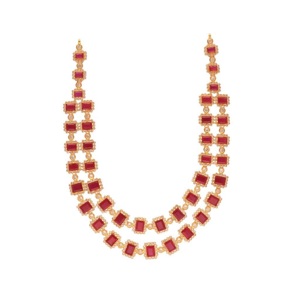 Red Ruby Necklaces -Gold Plated Necklaces| Surat Diamond Jewelry
