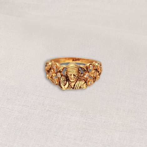 22kt sacred sai baba antique gold ring 610va90 610va90