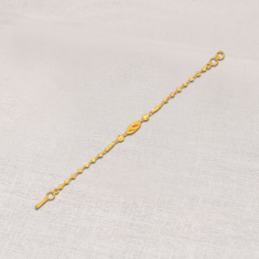 Kids Heart Pattern Gold Bracelet With Black Beads
