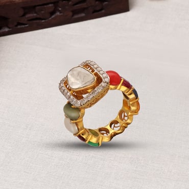 EESHIKA NAVARATNA RING | Gold ring designs, Gold rings jewelry, Wedding  jewellery collection