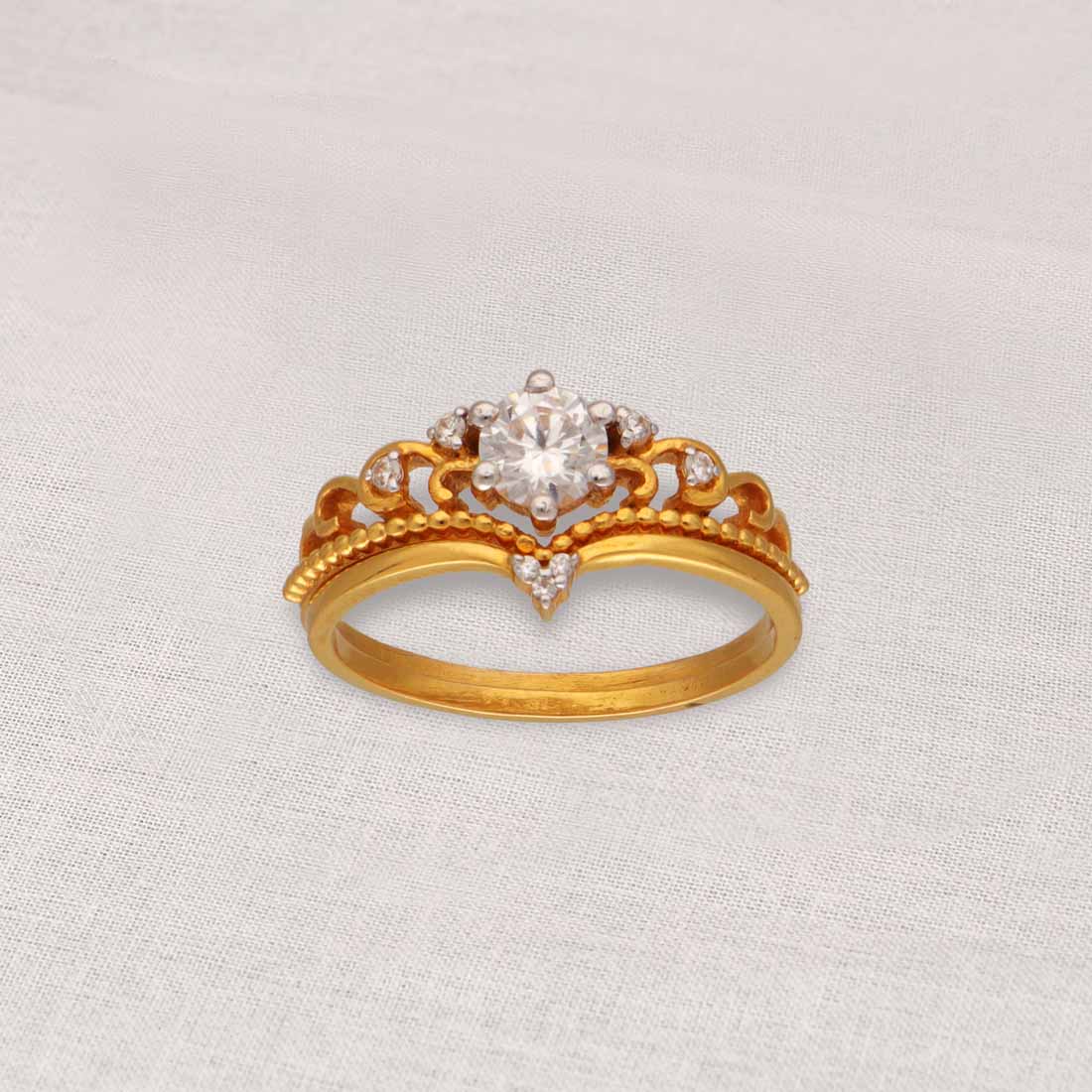 Kanak Jewels Adjustable Queen Crown Rings for lovers in Gold American  diamond fancy stylish king Queen