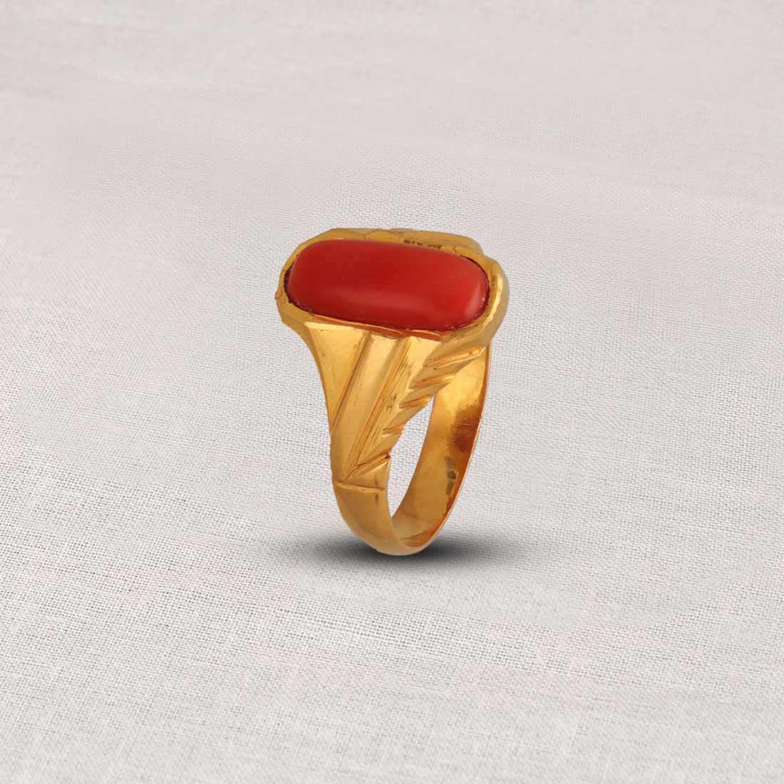 19 Carat Red Coral Art Deco Style Gold Cocktail Ring Estate Fine Jewel -  Coach Luxury