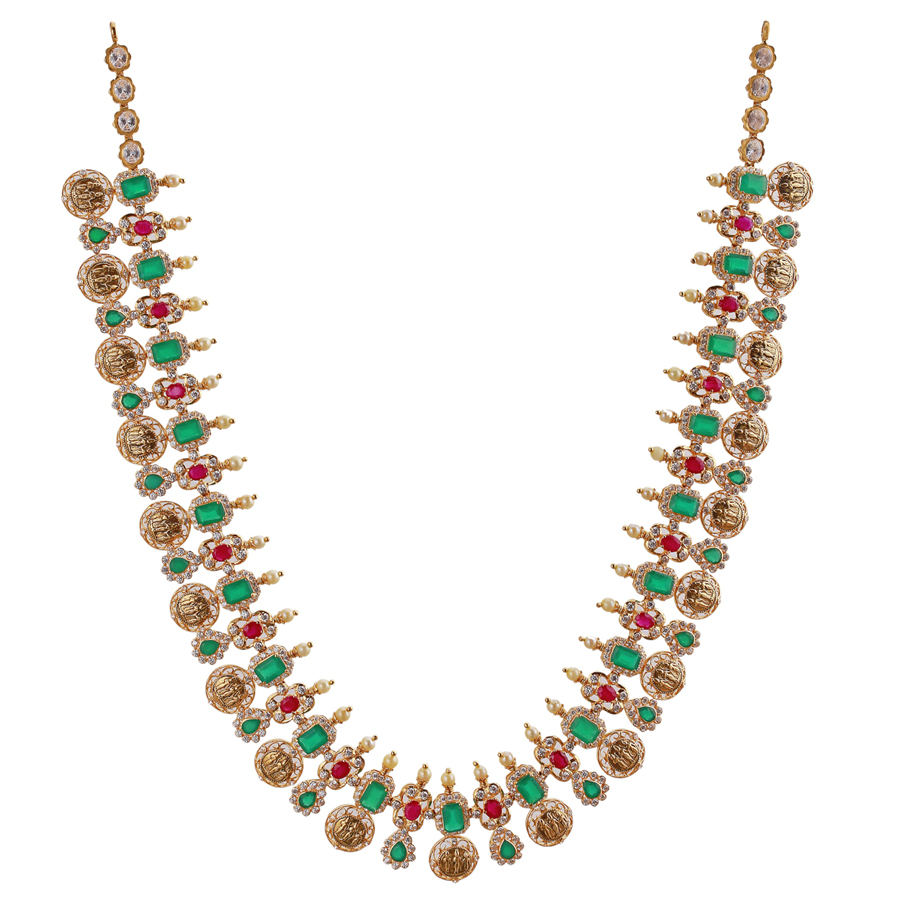 Grand Emerald and Ruby Precious Gold Necklace