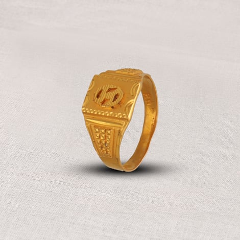 Men's Golden Stainless Steel Gold plated Hollow Finger Ring - Temu