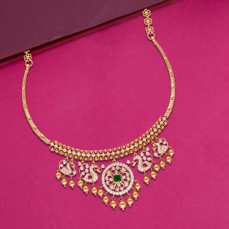 18k Gold And Diamond Polki Navratna Pendant strung with intricate pear – G.  K. Ratnam