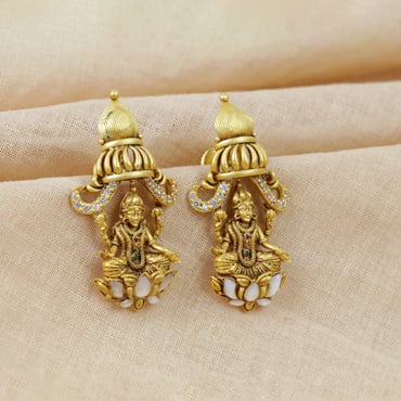 Buy Estele Gold Plated CZ Devotional Lakshmi Devi Designer Earrings with  Pearls for Women online