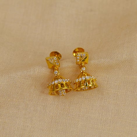 6.2mm Diamond Cut Round Stud Pair Earrings 22k Yellow Gold 1.08 Grams