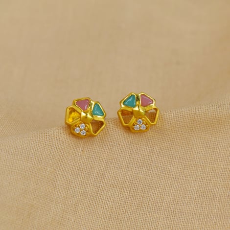 Buy 10kt Solid Yellow Gold Flower Shaped Baby C.z Studs Earrings Screw Back  10 Karat Yellow Gold Studs Earrings for Babies Kids and Women Online in  India - Etsy