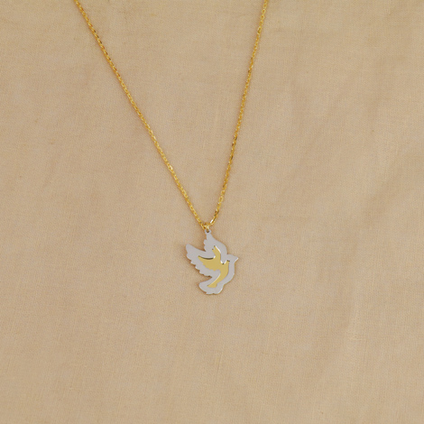Light Luxury Flying Bird Pendant Necklace Golden Inlaid - Temu