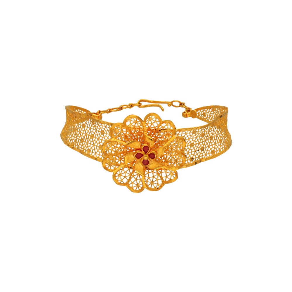 Buy Gold Plated Chevron Pattern Bracelet by Neeta Boochra Online at Aza  Fashions.
