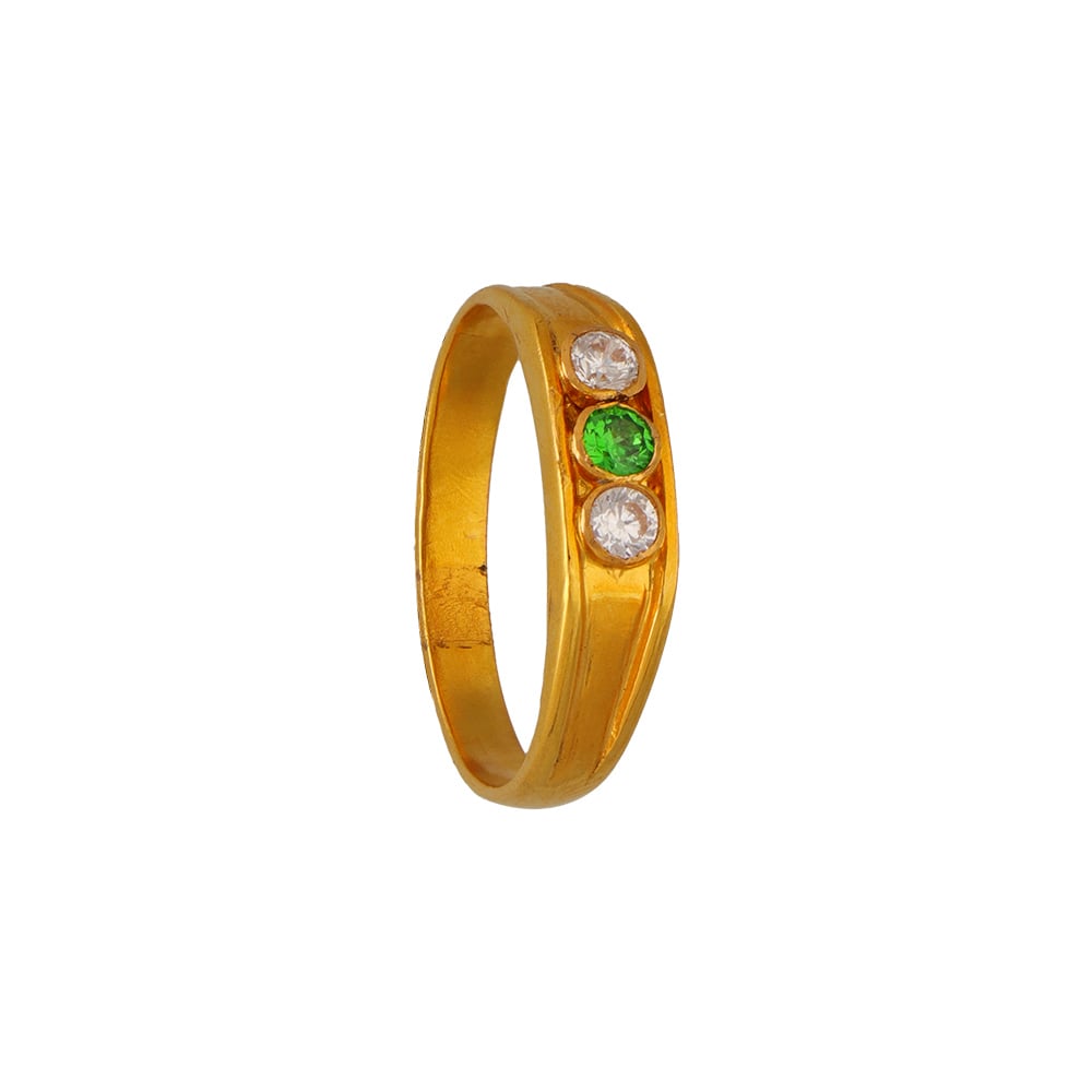 Ouros Jewels Women's Three Stone Bezel Set Diamond Ring/ 14K Yellow Gold  Anniversary Ring, Size: Free Size at best price in Surat