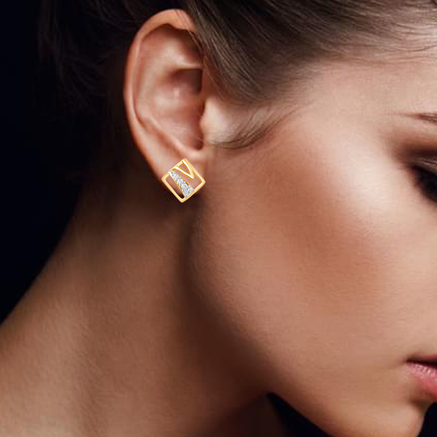 Trendy Sachet Diamond Studs Earring_3
