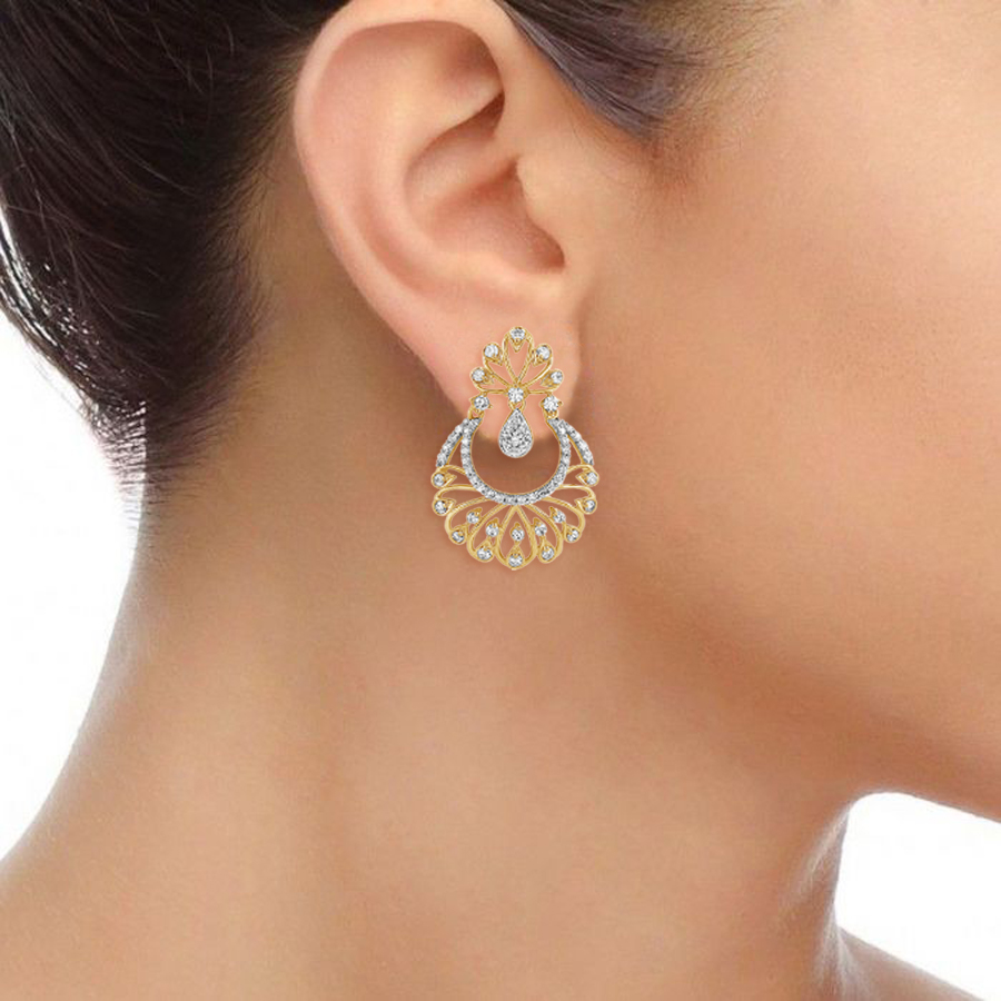 Majestic Pankh Diamond Chandbali Earring_3
