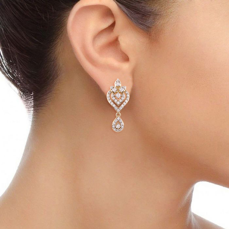 Buy Symphony Shimmer Diamond Drops Earring Online from Vaibhav Jewellers