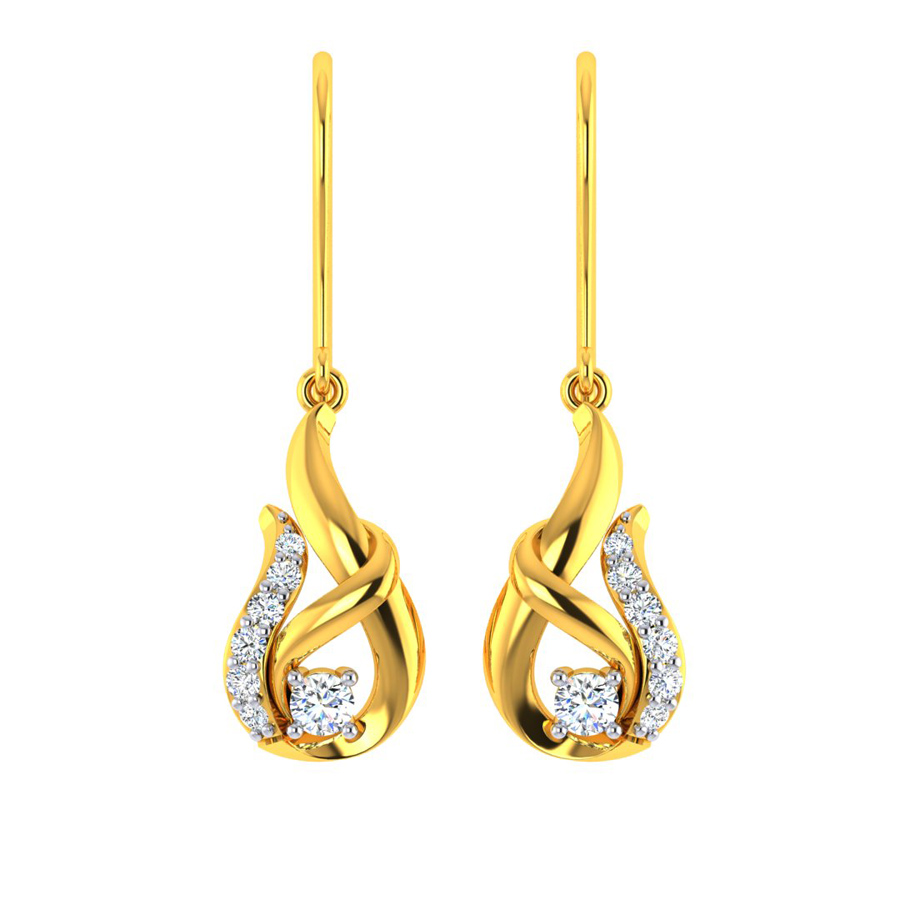 The Swirl-n-Diamond Gold Drop Earrings