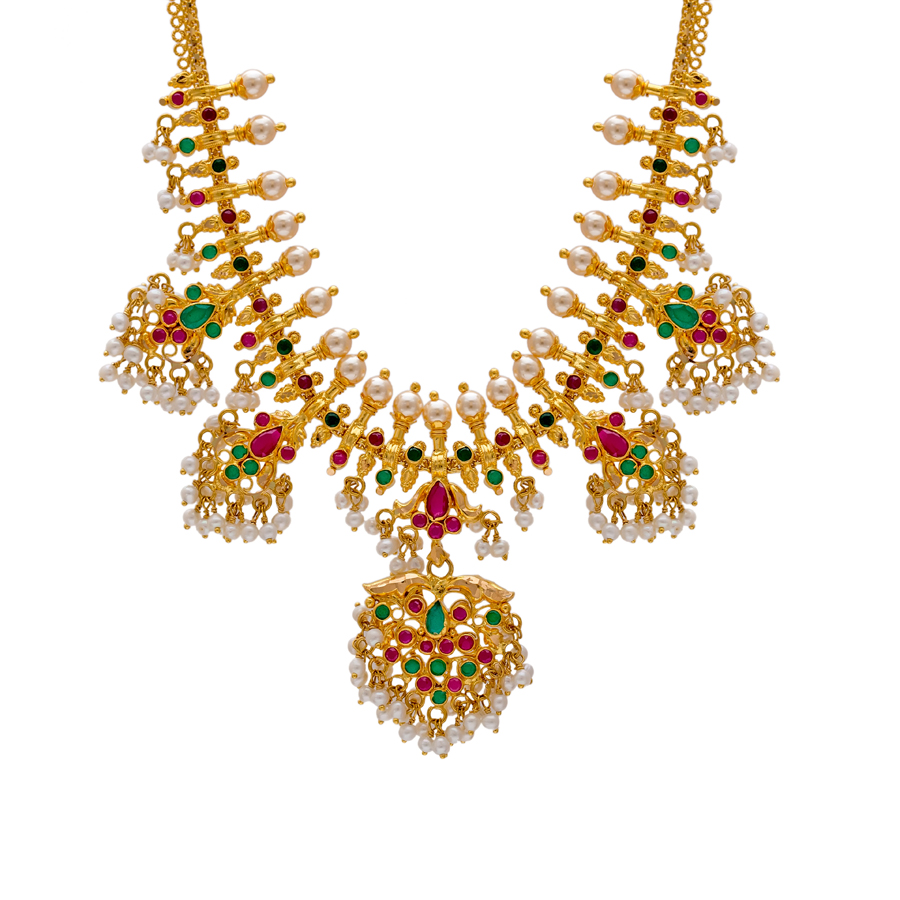 Gemstones Delight Gold Necklace_1