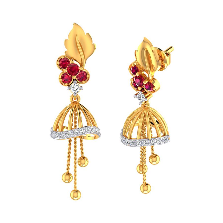 Buy 22k Krishna Pankh Gold Jhumka Earrings Online from Vaibhav ...