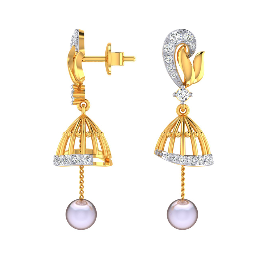 Indian Earrings White Jhumkas Sangeet Earrings Jaggo Earrings Pearl Jhumkas  Gold Jhumkas With Hanging Pearls - Etsy