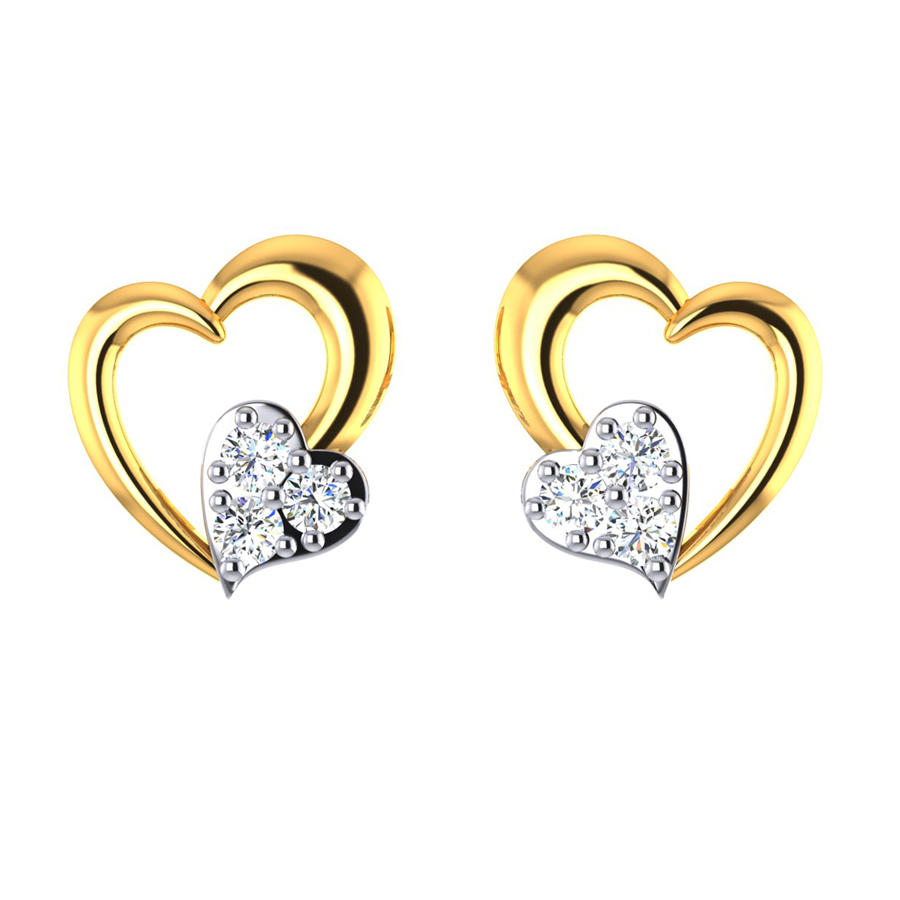 22k United CZ Love Gold Stud Earrings