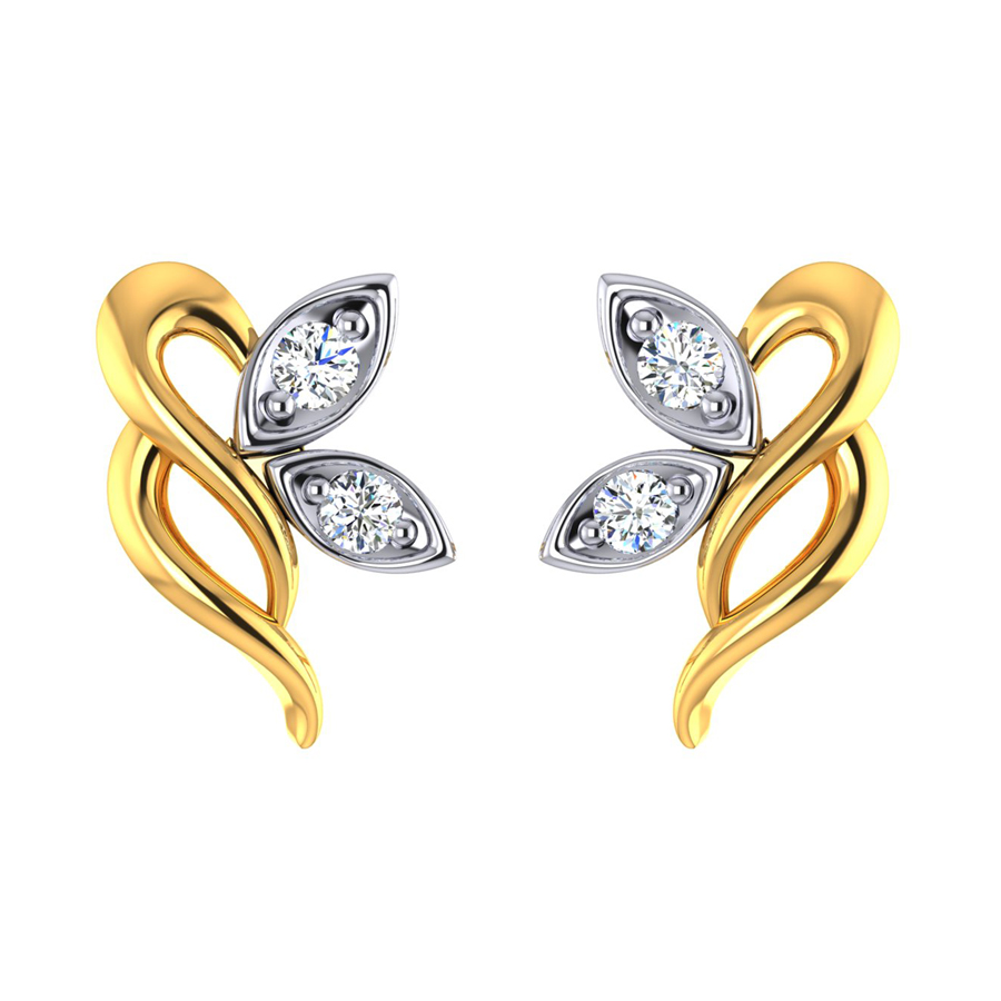 22k Dualtone Blossom Gold Stud Earrings