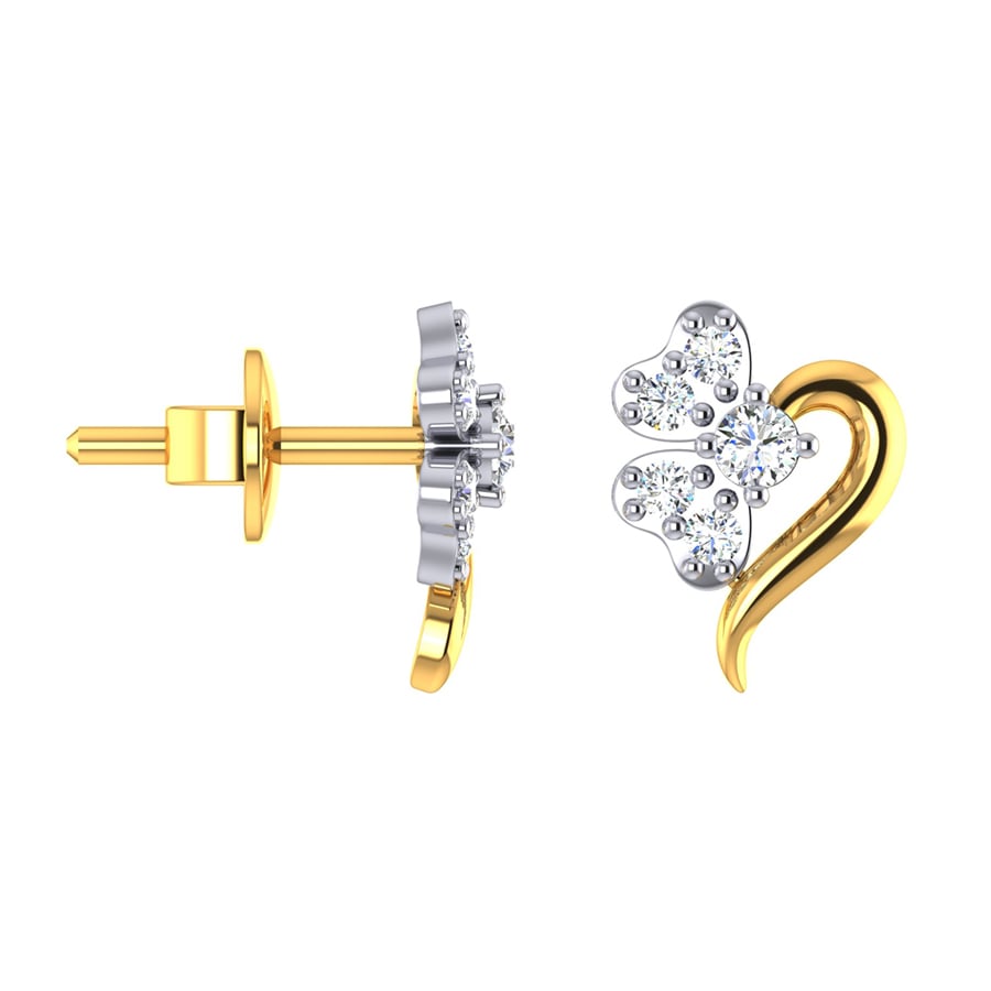 Mini Heart CZ Gold Stud Earrings_2