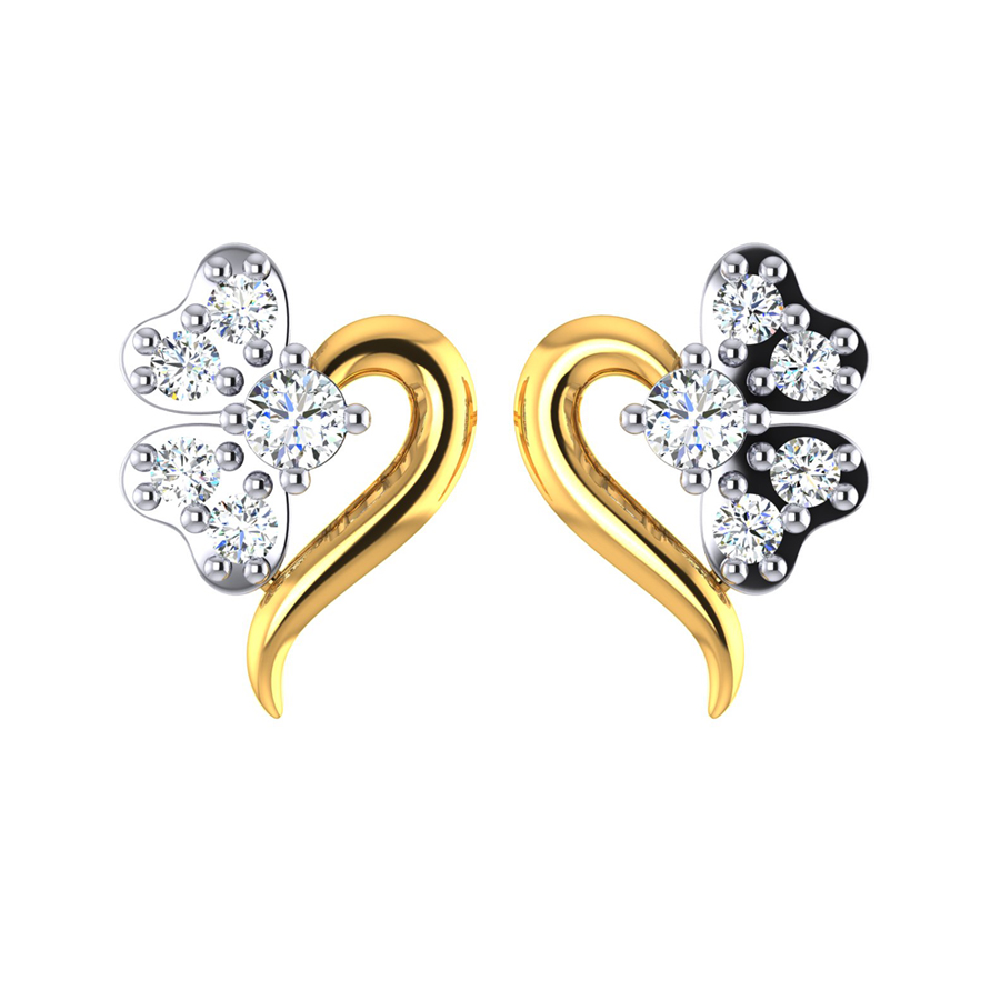 Mini Heart CZ Gold Stud Earrings_1