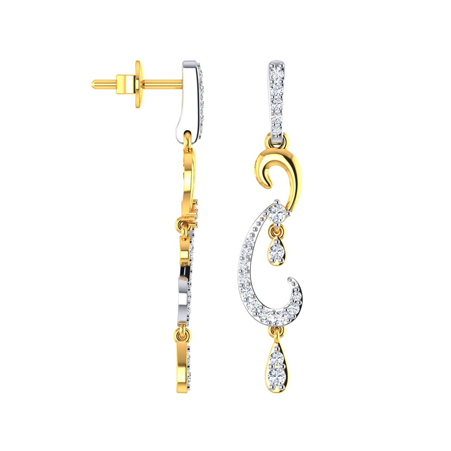 22k Fragmented Paisley Gold Dangle Earrings_2