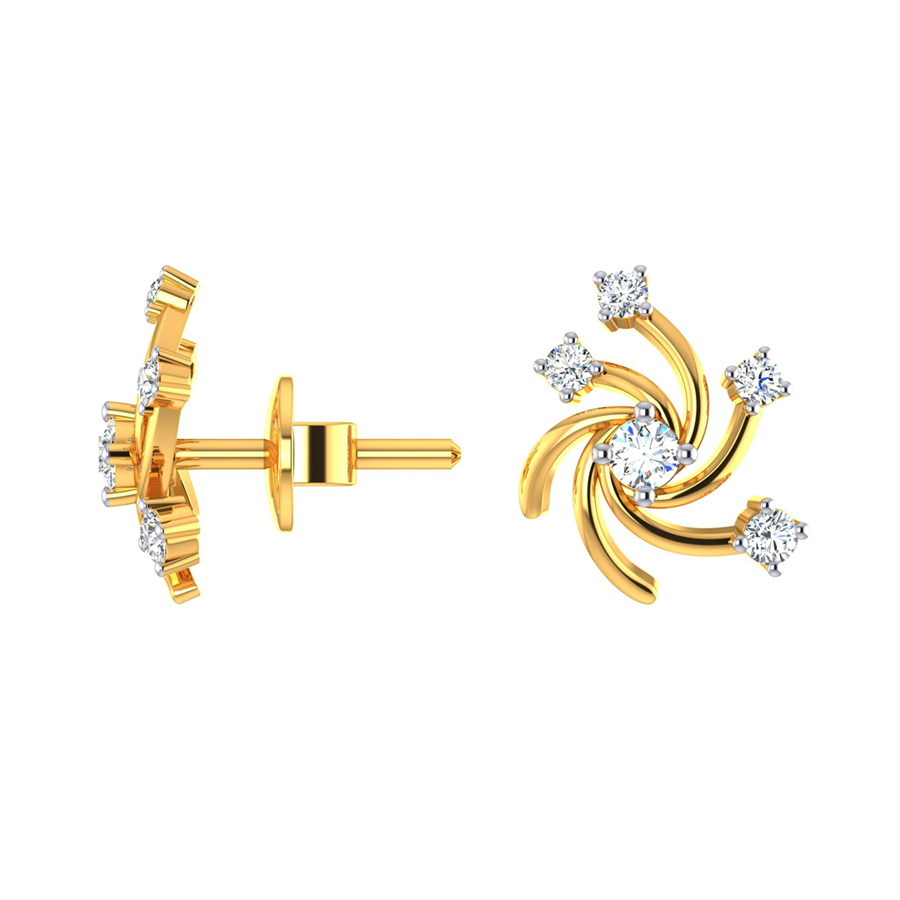 22k Chakra CZ Gold Stud Earrings_1