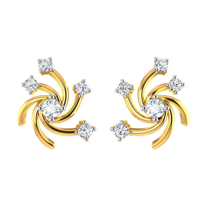 22k Chakra CZ Gold Stud Earrings_3