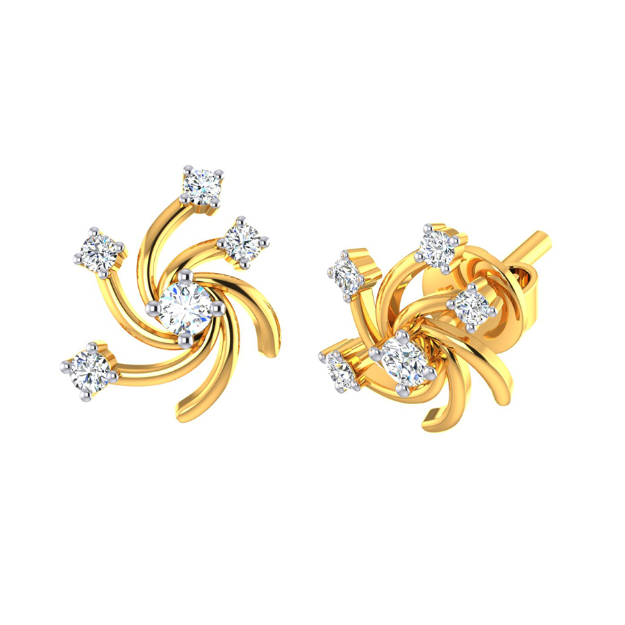 22k Chakra CZ Gold Stud Earrings_2